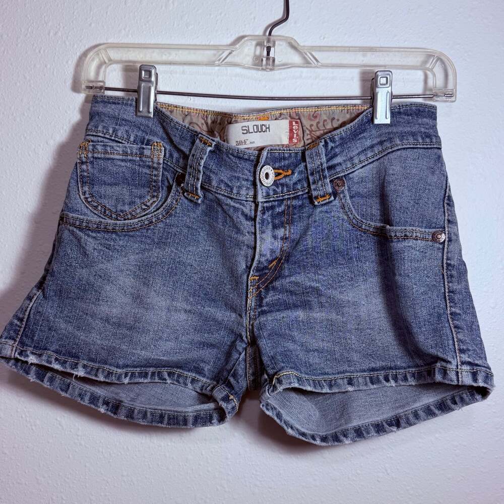 Vintage Y2K Levi's 504 Slouch Low Rise Paisley Waistband Denim Jean Shorts